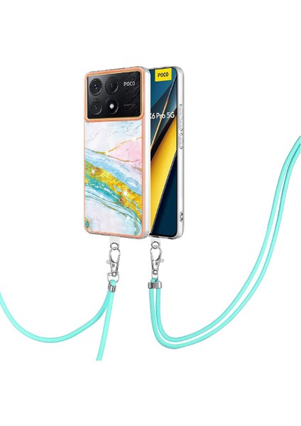 Xiaomi Redmi Için Kılıf K70E Anti-Scratch Yumuşak Mermer Tampon Crossbody Kayış (Yurt Dışından)