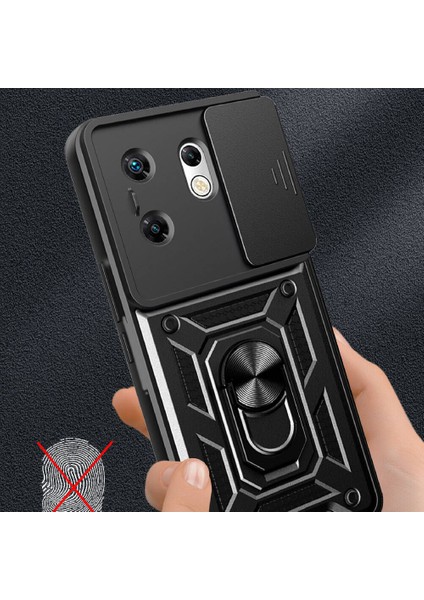 Infinix Note 30 Pro Kılıf Kamera Korumalı Yüzüklü Tank Armour Sürgülü Kılıf