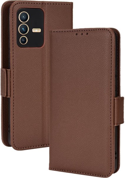 Vivo V23 5g Için Kılıf Manyetik Pu Deri Cüzdan Kart Yuvaları Tutucu Yan (Yurt Dışından)