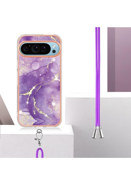 Google Piksel 9 Tampon Anti-Scratch Yumuşak Mermer Crossbody Kordon Için Kılıf (Yurt Dışından)