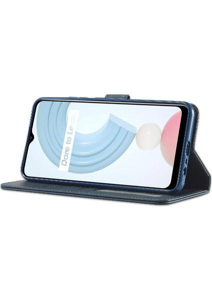 Tutucu ile Realme C35 Için Kılıf Buzağı Doku Yatay Çevir Deri Kılıf (Yurt Dışından) modelleri