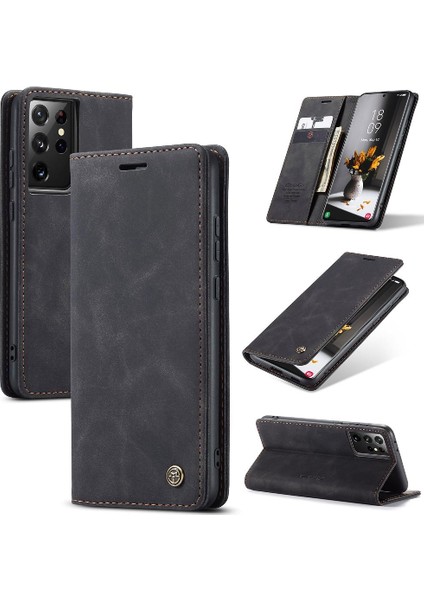 Samsung Galaxy S21 Ultra Kılıf Için Flip Case Kart Yuvası Kickstand Manyetik (Yurt Dışından)