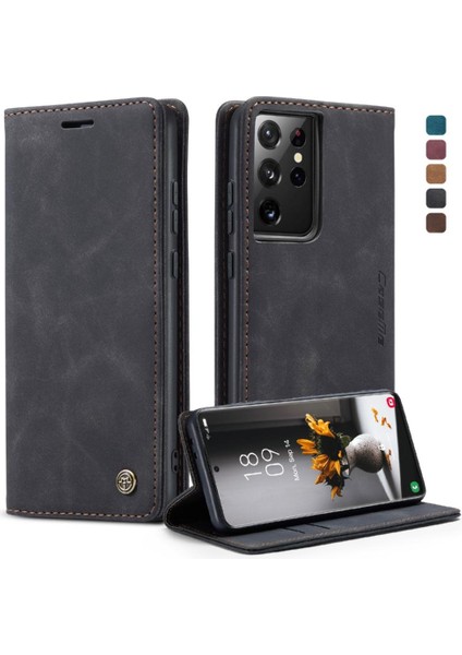 Samsung Galaxy S21 Ultra Kılıf Için Flip Case Kart Yuvası Kickstand Manyetik (Yurt Dışından) modelleri
