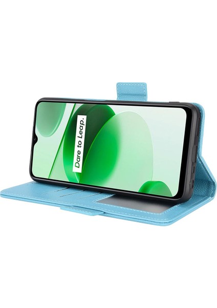 Realme C35 Cüzdan Pu Deri Yan Toka Kart Yuvaları Tutucu Için Kılıf (Yurt Dışından) modelleri
