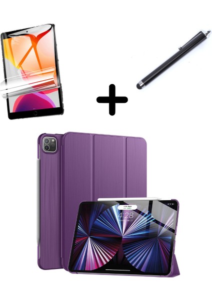 Apple iPad Air 13INÇ M2 Kılıf Set Pu Deri Smart Tablet Kilifi Ekran Koruyucu + Kalem A2898 A2899 A2900 modelleri