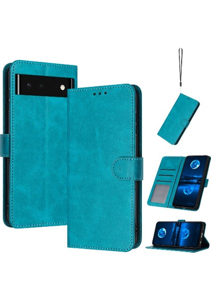 Toka Pu Deri ile Google Piksel 6 Saf Renk Kickstand Için Flip Case (Yurt Dışından)