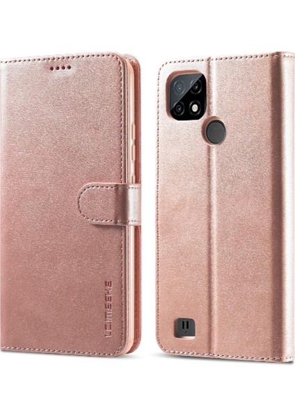 Tutucu ile Realme C35 Için Kılıf Buzağı Doku Yatay Çevir Deri Kılıf (Yurt Dışından) fırsatları