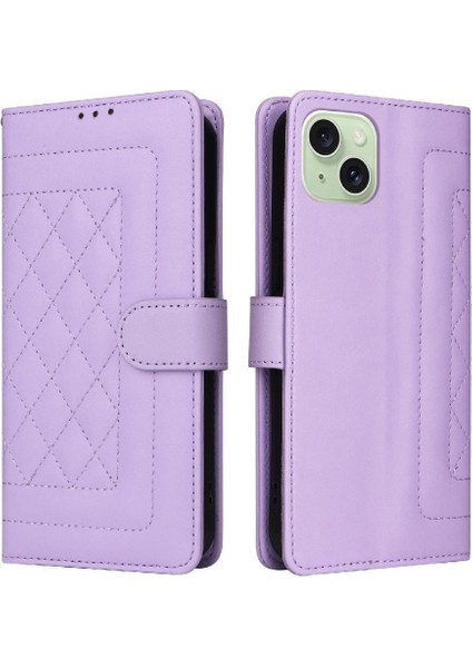 Iphone 15 Için Flip Case Artı Basit Iş Deri Kılıf Kapak Çevirin (Yurt Dışından)