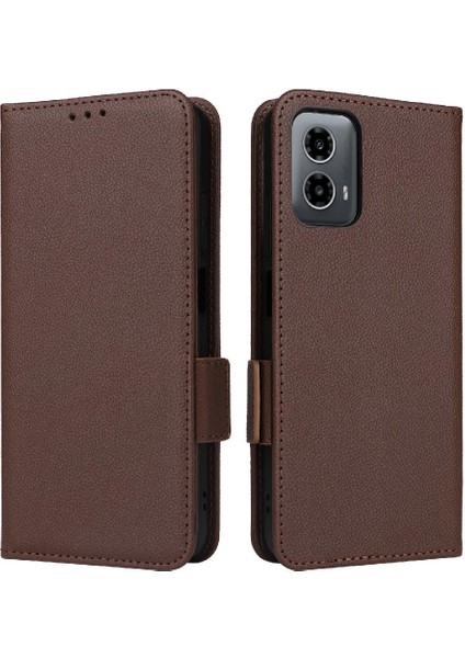 Motorola Moto G34 5g Manyetik Yan Toka Cüzdan Kart Yuvaları Pu (Yurt Dışından)