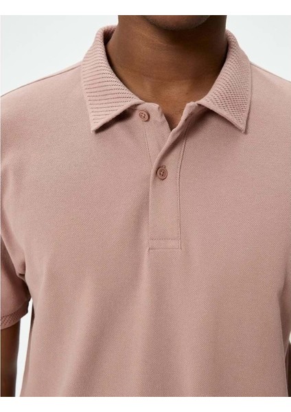 Yakalı Tişört Düğmeli Slim Fit Kısa Kollu - Koton - 4SAM10108MK - Pembe - L fiyatları