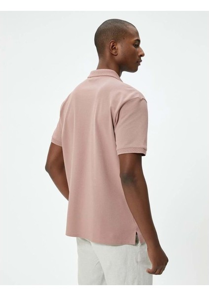 Yakalı Tişört Düğmeli Slim Fit Kısa Kollu - Koton - 4SAM10108MK - Pembe - L indirimleri