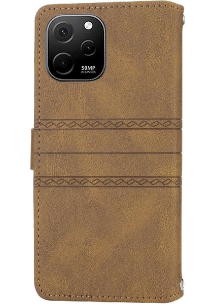 Huawei Nova Y61 Için Flip Case Cüzdan Kılıf Pu Deri Kickstand Manyetik (Yurt Dışından)