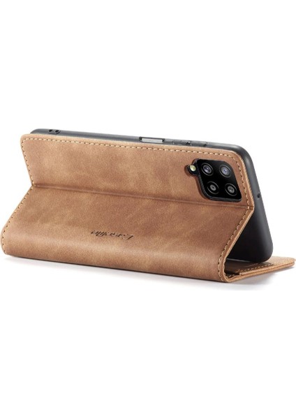 Samsung Galaxy A12 5g Manyetik Kapatma Darbeye Vintage Pu Için Flip Case (Yurt Dışından)