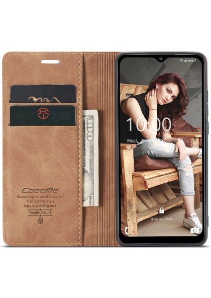 Samsung Galaxy A12 5g Manyetik Kapatma Darbeye Vintage Pu Için Flip Case (Yurt Dışından)