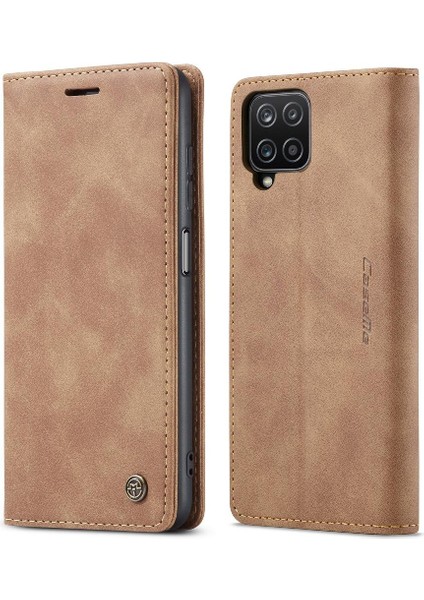 Samsung Galaxy A12 5g Manyetik Kapatma Darbeye Vintage Pu Için Flip Case (Yurt Dışından)