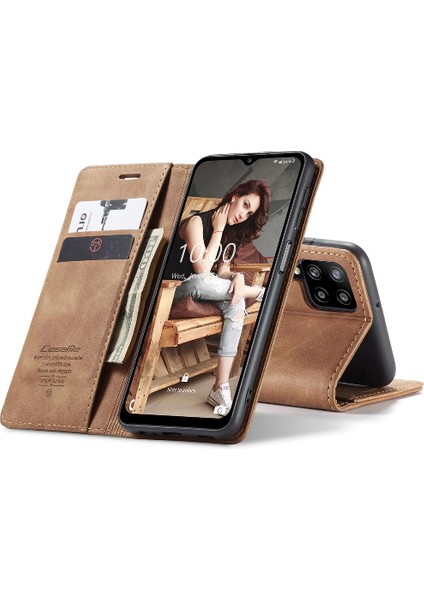 Samsung Galaxy A12 5g Manyetik Kapatma Darbeye Vintage Pu Için Flip Case (Yurt Dışından)