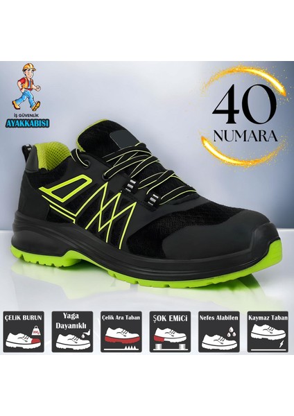 Iş Ayakkabısı Çelik Demir Burunlu 40 Numara Çelik Ara Tabanlı Iş Güvenlik Inşaatçı Ayakkabısı Rahat Bağcıklı Ayakkabı