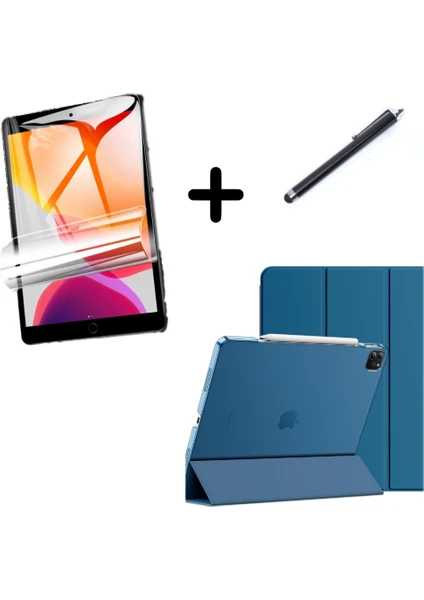 Apple iPad Pro 11 1. 2. 3. 4. Nesil Kılıf Set Pu Deri Smart Tablet Kilifi Ekran Koruyucu + Kalem