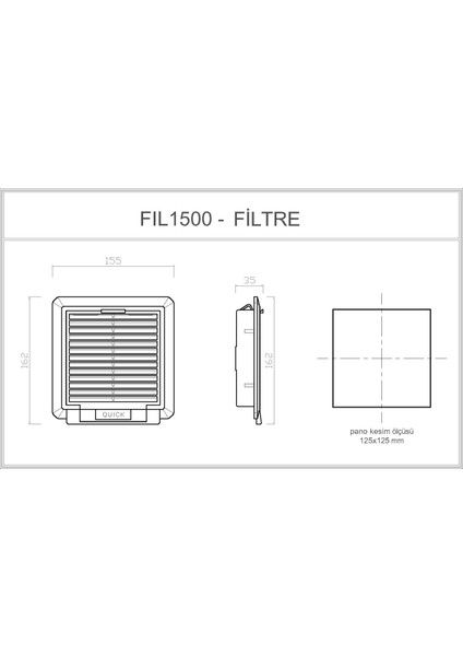 FIL-1500 Pano Havalandırma Menfezi | 155X162 Mm. | Filtreli