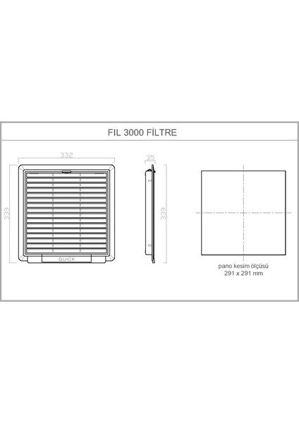 FIL-3000 | Pano Havalandırma Menfezi | 332X332 | Filtreli