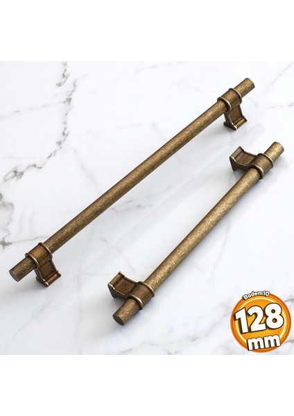 Hisar Antik Sarı Metal Kulp 128 Mm-12.8 cm Mobilya Çekmece Mutfak Dolabı Dolap Kulpları