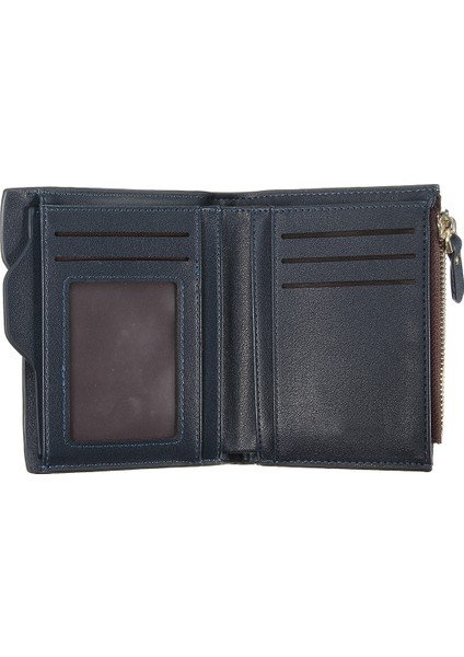 Yumuşak Kısa Erkek Deri Bifold Moda Cüzdan Para Nakit Para Erkek Çanta Kart Mavi (Yurt Dışından)