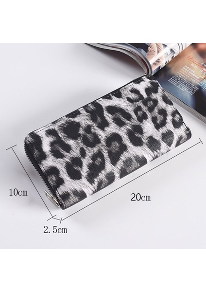 Deri Kadın Cüzdan Klasik Leopar Hayvan Baskı Uzun Cüzdan Kadın Kart Tutucu El Çantası Moda Bayan Çantalar (Yurt Dışından)
