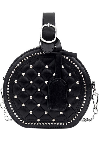 Moda Kadın Omuz Crossbody Deri Yuvarlak Perçin Zincir Çanta (Yurt Dışından) modelleri