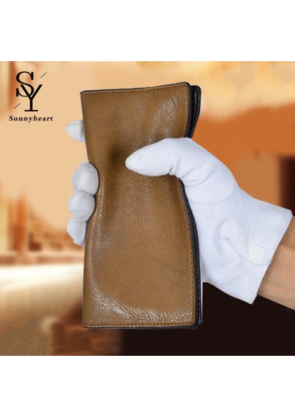 Sunnyheart Katı Renk Moda Erkekler Çok Yuvalı Suni Deri Bifold Debriyaj Çanta Uzun Cüzdan (Yurt Dışından)