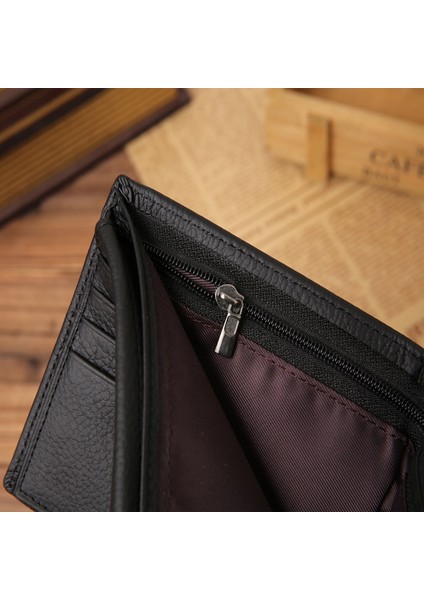 100% Hakiki Deri Erkek Cüzdan Premium Ürün Gerçek Dana Cüzdan Adam Için Kısa Siyah Cüzdan Portefeuille Homme (Yurt Dışından) indirimleri