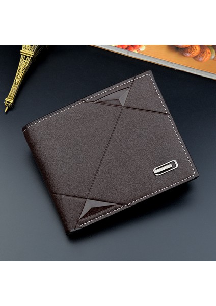 2022 Yeni Erkek Cüzdan Kısa Çoklu Kart Bozuk Para Cüzdanı Moda Rahat Cüzdan Erkek Gençlik Ince Üç Kat Yatay Yumuşak Cüzdan Erkekler Pu (Yurt Dışından) fırsatları