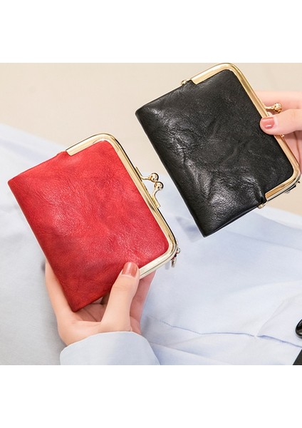 Moda Bayanlar Kare Küçük Cüzdan Pu Deri Kart Tutucu Metal Altın Çile Küçük Bozuk Para Cüzdanı Renkli Vintage Kadın Debriyaj (Yurt Dışından)