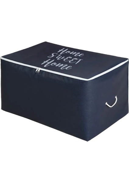 Lacivert Home Sweet Home Baskılı Orta Boy Baza Altı Kazak Pike Battaniye Hurcu 52X28X31 modelleri