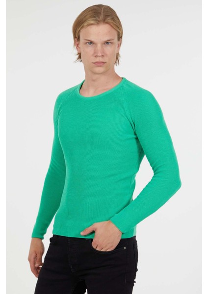 Bisiklet Yaka Slim Fit Ince Triko Kazak