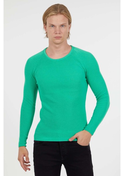 Bisiklet Yaka Slim Fit Ince Triko Kazak fiyatları