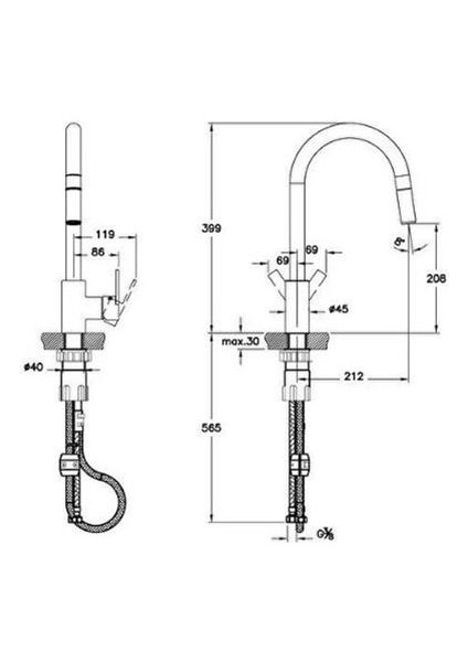 Masterline Pull-Down Eviye Bataryası Krom A42162 fiyatları