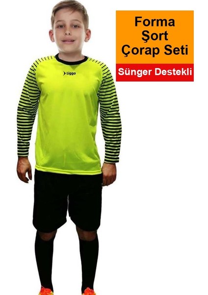 Sünger Destekli Çocuk Kaleci Forma Şort Çorap Takımı
