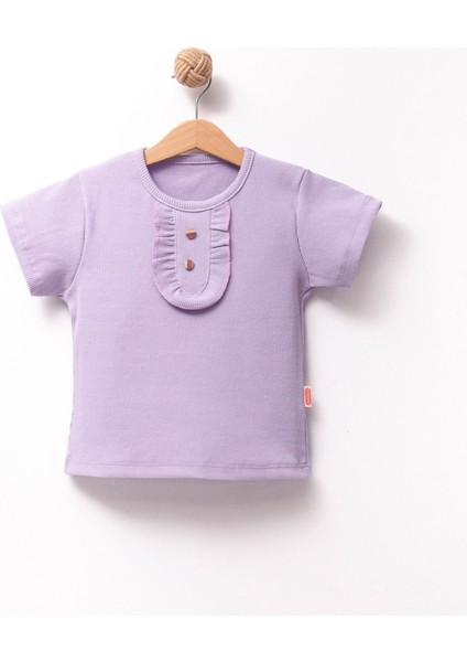 Kız Çocuk Kaşkorse Kumaş Kısa Kollu T-Shirt