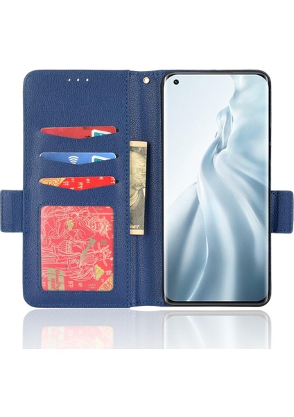 Xiaomi Mi 11 Için Kılıf Yan Toka Manyetik Pu Deri Cüzdan Kart Yuvaları (Yurt Dışından)