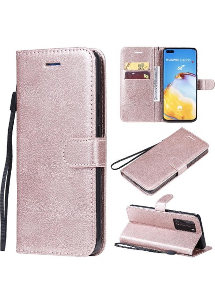 Huawei P40 Pro Klasik Düz Renk ile Yüksek Kaliteli Deri Flip Case (Yurt Dışından)