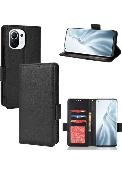 Xiaomi Mi 11 Için Kılıf Yan Toka Manyetik Pu Deri Cüzdan Kart Yuvaları (Yurt Dışından)