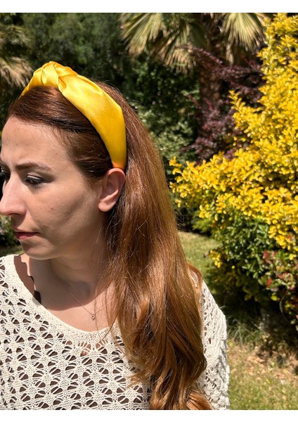 BYM485 Kadın Saten Düğümlü Sarı Saç Bandı Taç modelleri