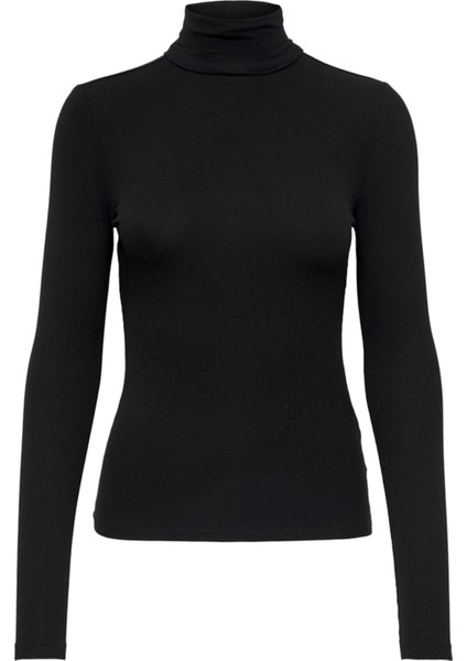 Onlsılle Roll Neck Top Jrs Noos Kadın Siyah T-Shirt - 15256046