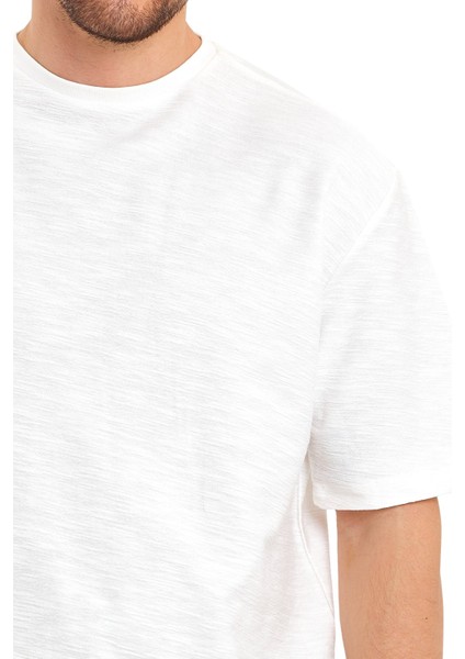 Jakarlı Kumaş Bisiklet Yaka Kısa Kol Oversize Erkek T-Shirt modelleri
