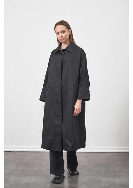 Oversize Trenchcoat Ceket Siyah