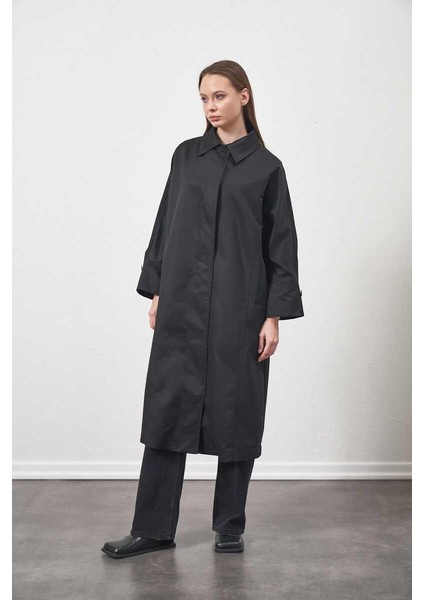 Oversize Trenchcoat Ceket Siyah fırsatları