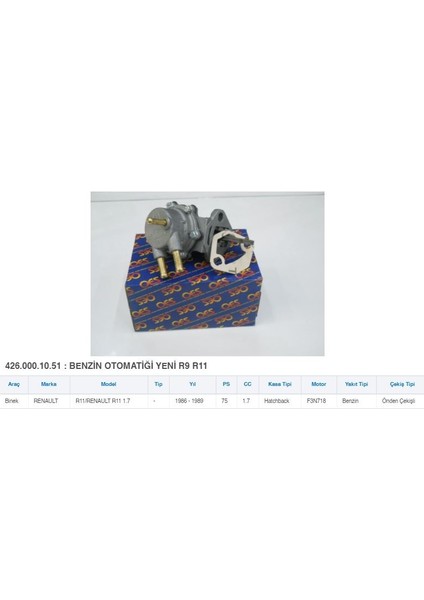 Benzın Otomatıgı 3 Tüplü R9 Em 7700734250 Gold