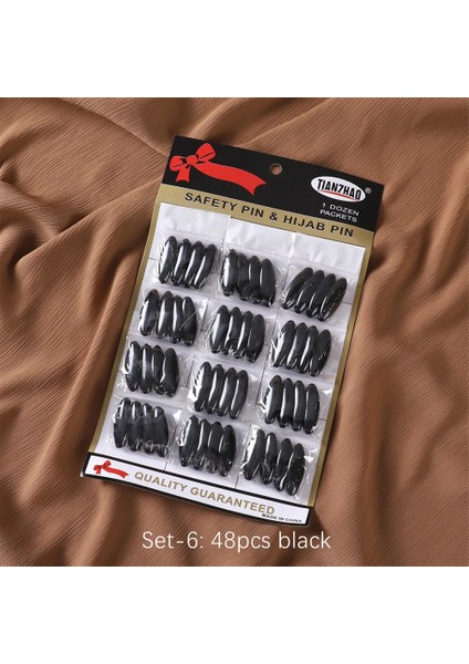 Başörtü Iğnesi, Eşarp Iğnesi, Şal Iğnesi Siyah (48 Adet)