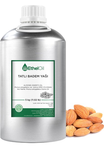 Tatlı Badem Sabit Yağı - 5 kg - %100 Saf ve Doğal Sabit Yağ