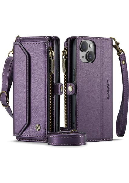 Iphone 15 Için Crossbody Durumda Artı Durumda Cüzdan Kart Tutucu Cüzdan Kılıf Için (Yurt Dışından)